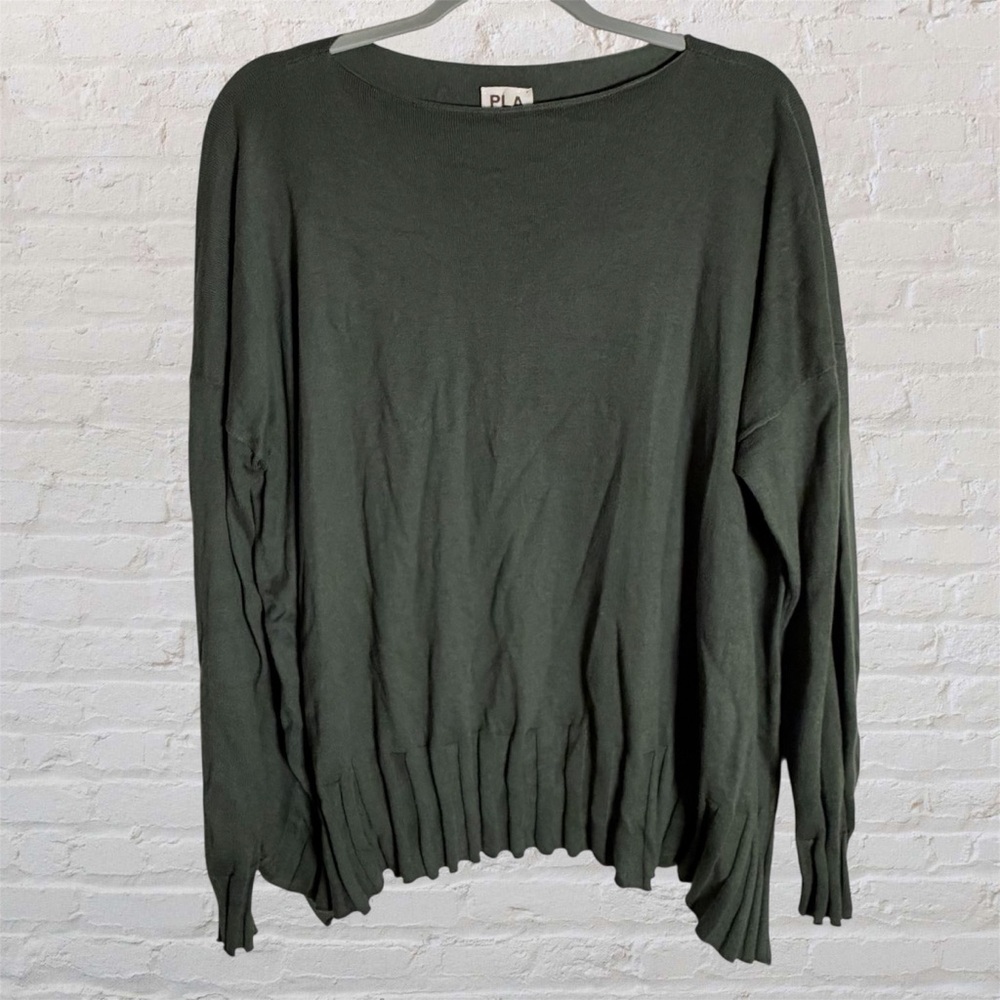 Planet Lauren G Sweater Women's One Size Green Modal Cotton Crew Neck Knit Top